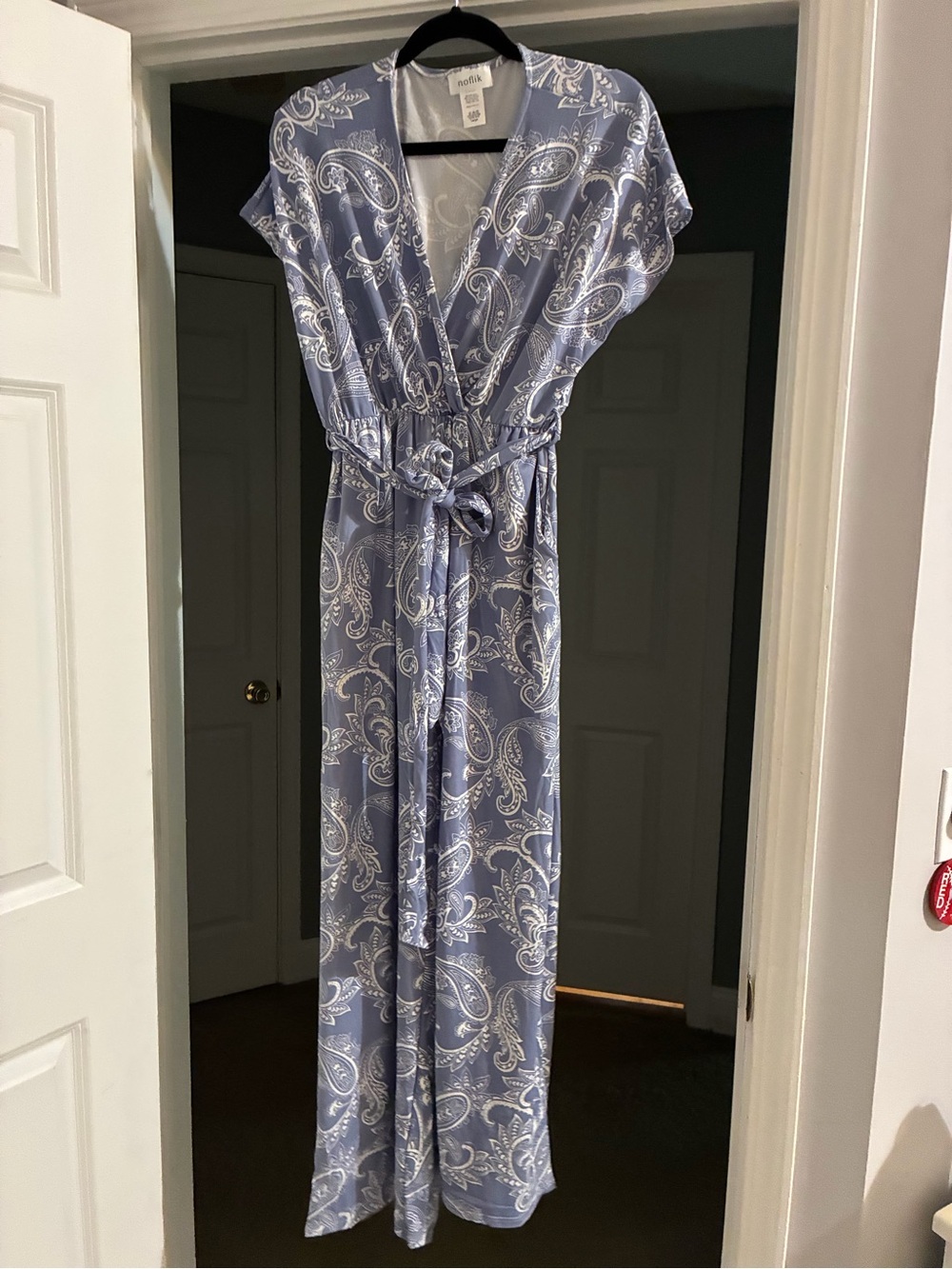 Noflik Blue Paisley Jumpsuit with Tie Waist